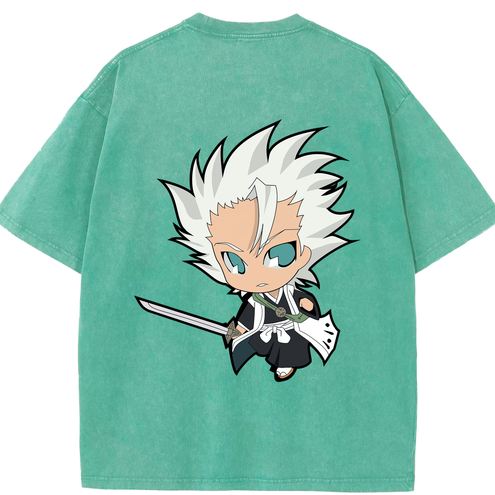 （画像用） ブリーチ 日番谷冬獅郎（ひつがや とうしろう） BLEACH Hitsugaya Toushirou 綿100% ヴィンテージ風 半袖Tシャツ（背面プリント）